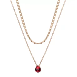 LC Lauren Conrad Two Row Teardrop Gem Pendant Nickel Free Necklace