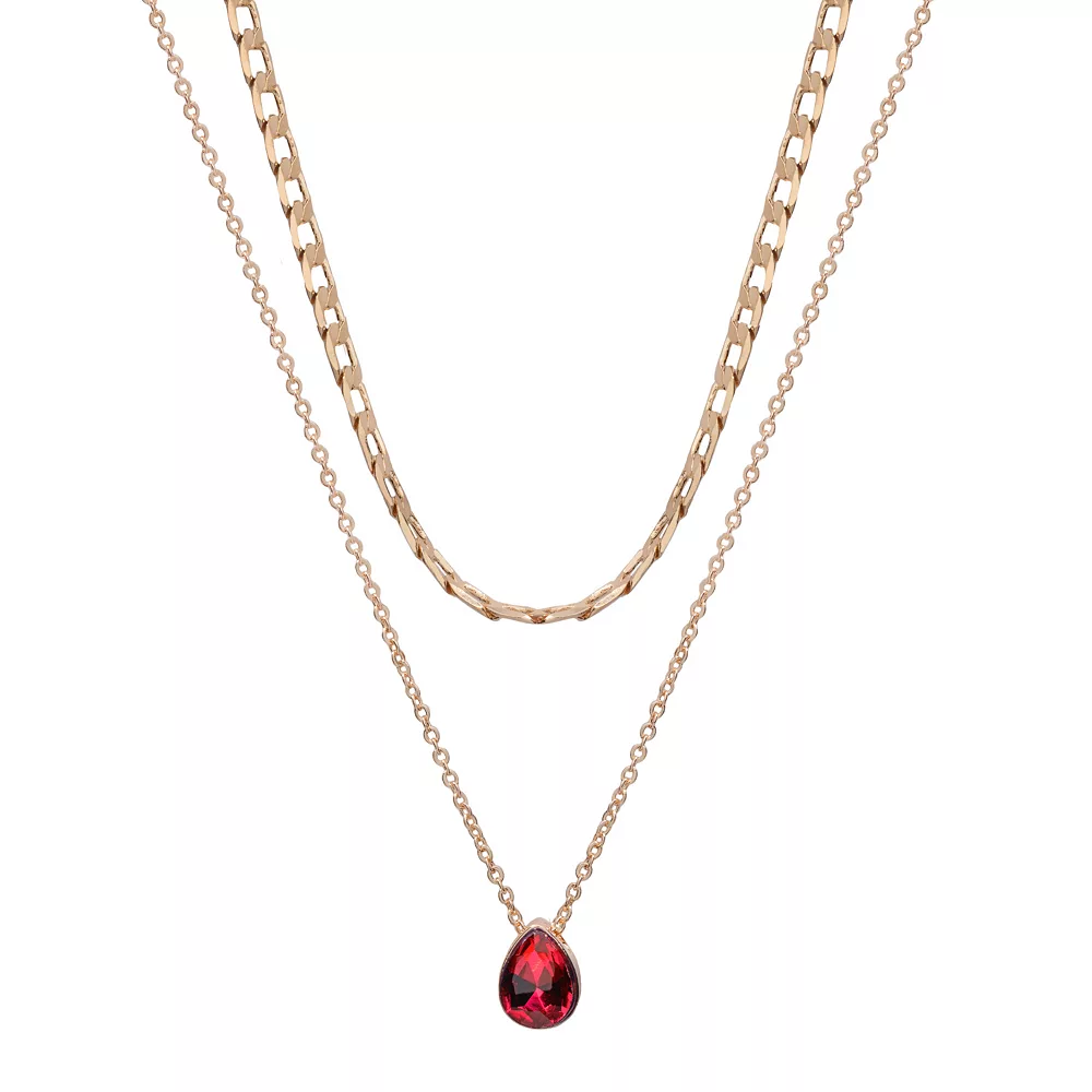 LC Lauren Conrad Two Row Teardrop Gem Pendant Nickel Free Necklace