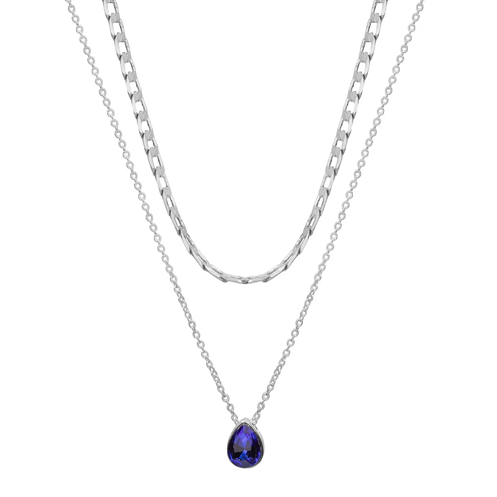 LC Lauren Conrad Two Row Teardrop Gem Pendant Nickel Free Necklace - Image 2