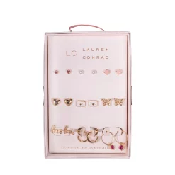 LC Lauren Conrad Gold Tone Love Letter Nickel Free Earring Set