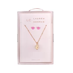 LC Lauren Conrad Gold Tone Robot Whimsy Nickel Free Earring and Necklace Set