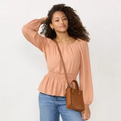 Women's LC Lauren Conrad Smocked Peplum-Hem Top