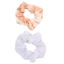 LC Lauren Conrad Blush Print and White Textured Scrunchie Set