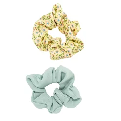 LC Lauren Conrad Multi Ditsy Floral and Blue Chiffon Scrunchie Set
