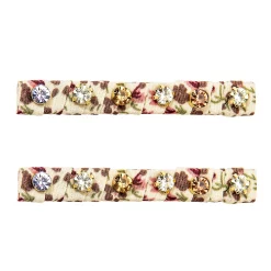 LC Lauren Conrad Floral Print Fabric and Rhinestone Clip Set