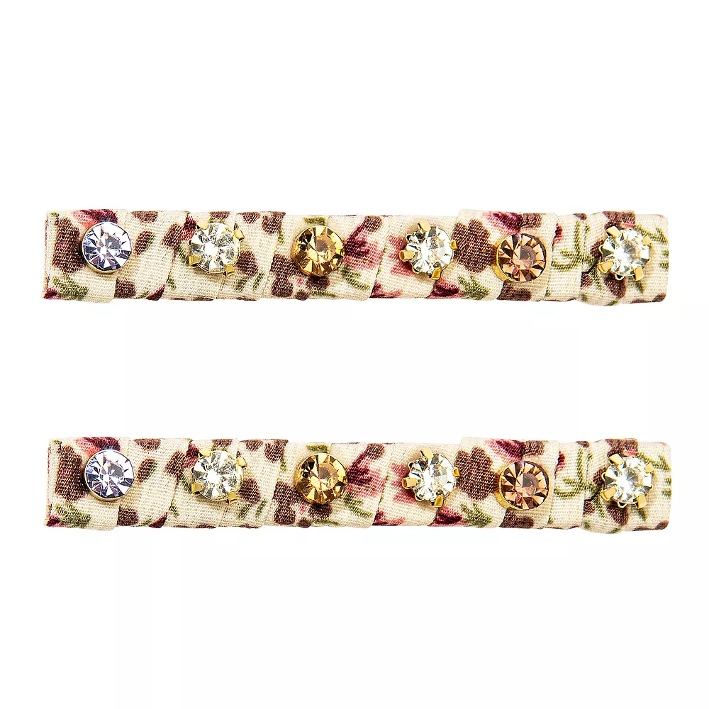 LC Lauren Conrad Floral Print Fabric and Rhinestone Clip Set