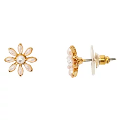 LC Lauren Conrad Gold Tone Simulated Vintage Pearl Flower Stud Earrings