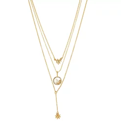 LC Lauren Conrad Gold Tone Multi Layered Simulated Vintage Pearl Y Necklace