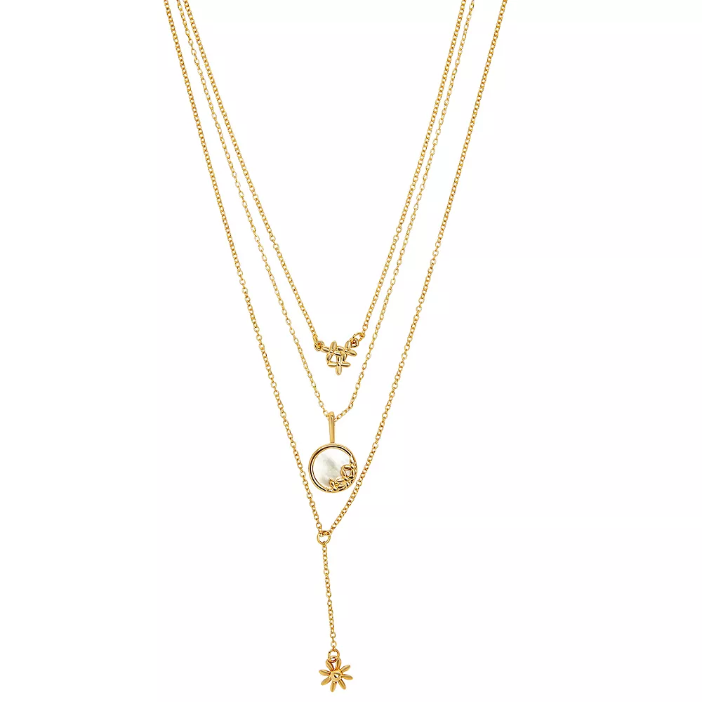 LC Lauren Conrad Gold Tone Multi Layered Simulated Vintage Pearl Y Necklace