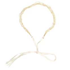 LC Lauren Conrad Multistrand Clear Bead Crown and White Tie