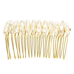 LC Lauren Conrad Gold Tone Simulated Freshwater Pearl Hair Comb