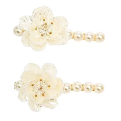 LC Lauren Conrad White Acrylic Flower and Pearl Hair Clip Set