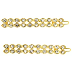 LC Lauren Conrad Simulated Crystal Two Row Oval Hair Clip Set