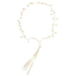LC Lauren Conrad Simulated Pearl Delicate Wine Crown with White Tie