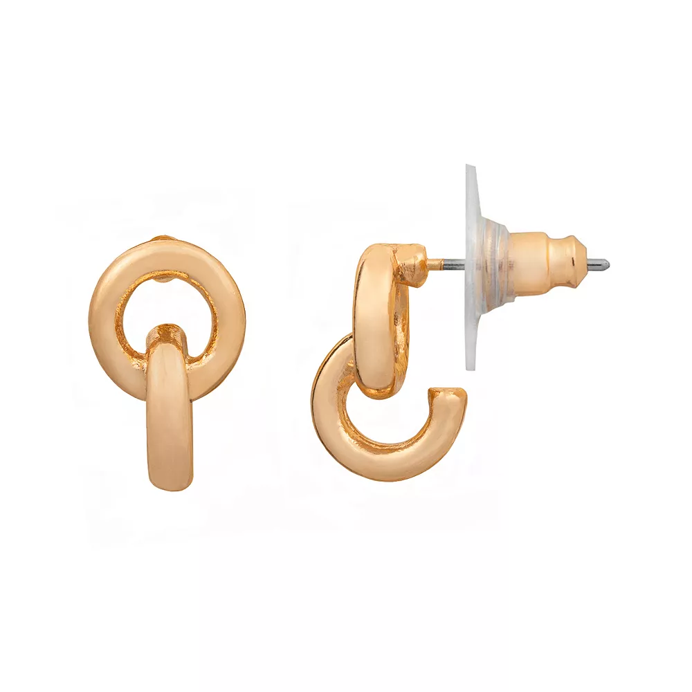 LC Lauren Conrad Gold Tone Interlocked Nickel Free Drop Earrings