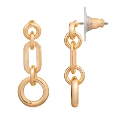LC Lauren Conrad Gold Tone Mismatched Link Nickel Free Drop Earrings