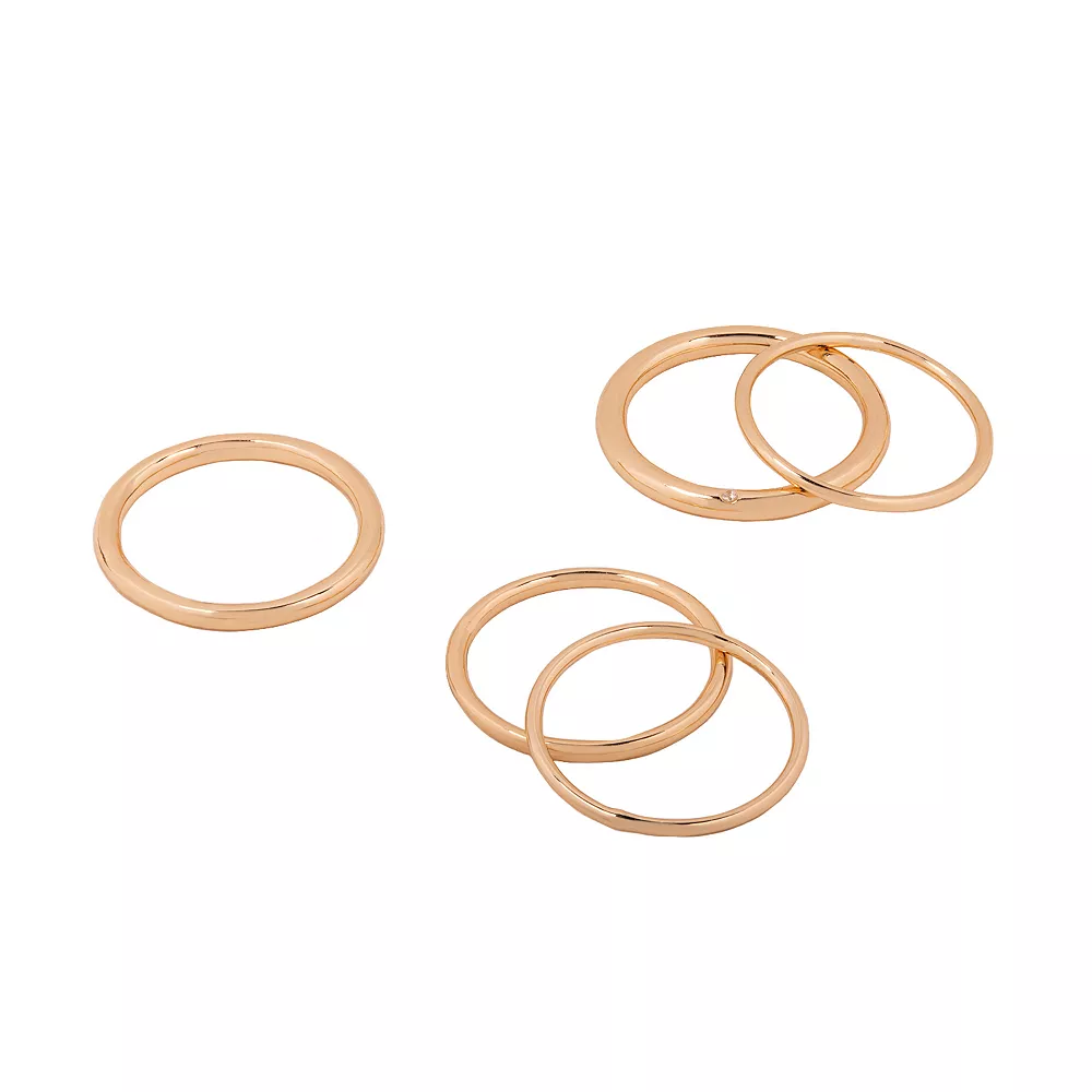 LC Lauren Conrad Gold Tone Clean Metal Nickel Free Ring Set