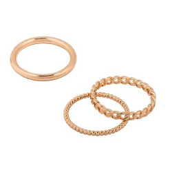LC Lauren Conrad Gold Tone Chain Nickel Free Ring Set
