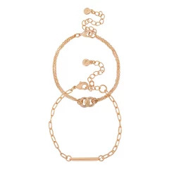 LC Lauren Conrad Gold Tone Chain Link Nickel Free Bracelet Set