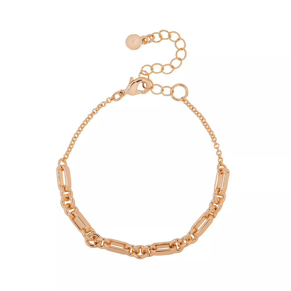 LC Lauren Conrad Gold Tone Mismatched Chain Nickel Free Link Bracelet