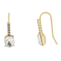 LC Lauren Conrad Gold Tone Pave and Stone Drop Fish Hook Earrings