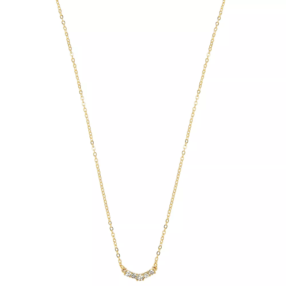 LC Lauren Conrad Gold Tone Dainty Stone Bar Necklace