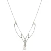 LC Lauren Conrad Silver Tone Chain Tiered with Stone Accents Necklace