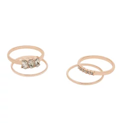 LC Lauren Conrad Rose Gold Tone Stone and Pave Ring Set
