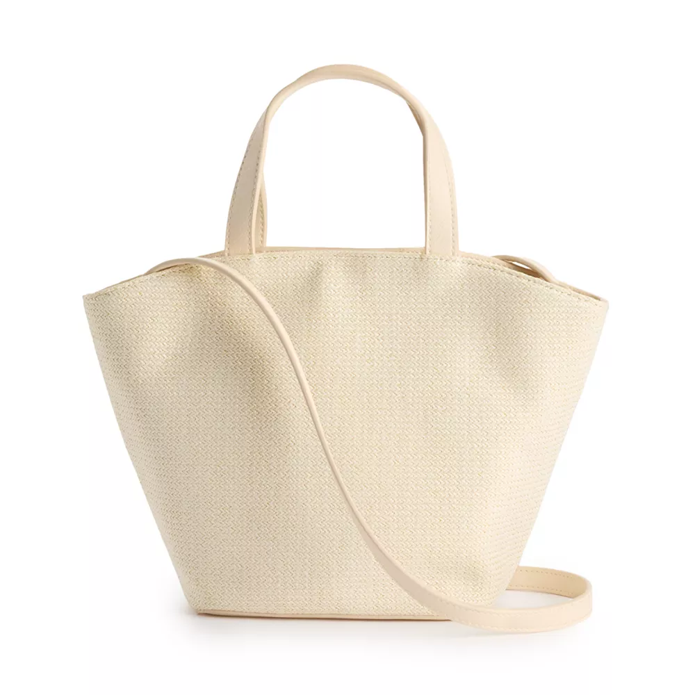 LC Lauren Conrad Mini Straw Fan Tote Bag - Image 2