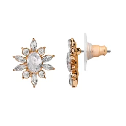 LC Lauren Conrad Gold Tone Simulated Crystal Oval Nickel Free Stud Earrings