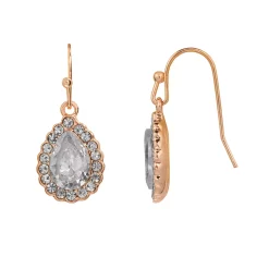 LC Lauren Conrad Rose Gold Tone Teardrop Nickel Free Halo Drop Earrings