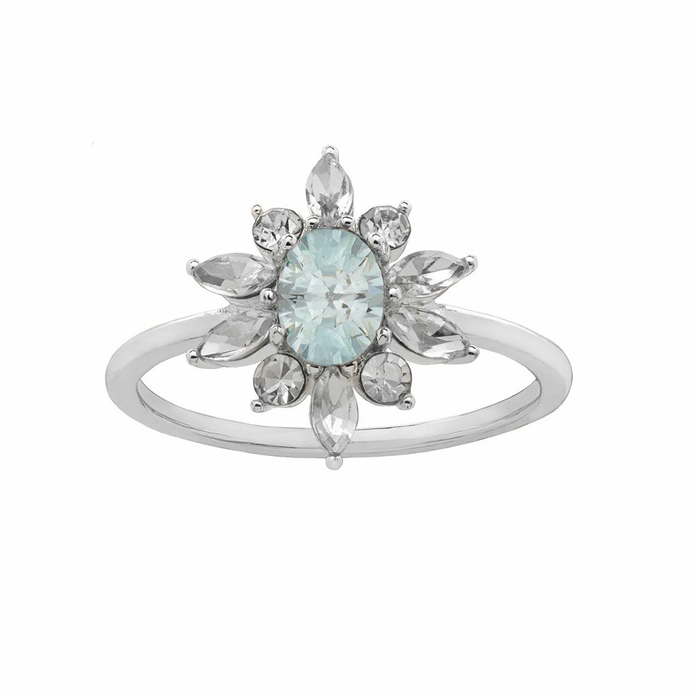 LC Lauren Conrad Silver Tone Nickel Free Oval Flower Ring