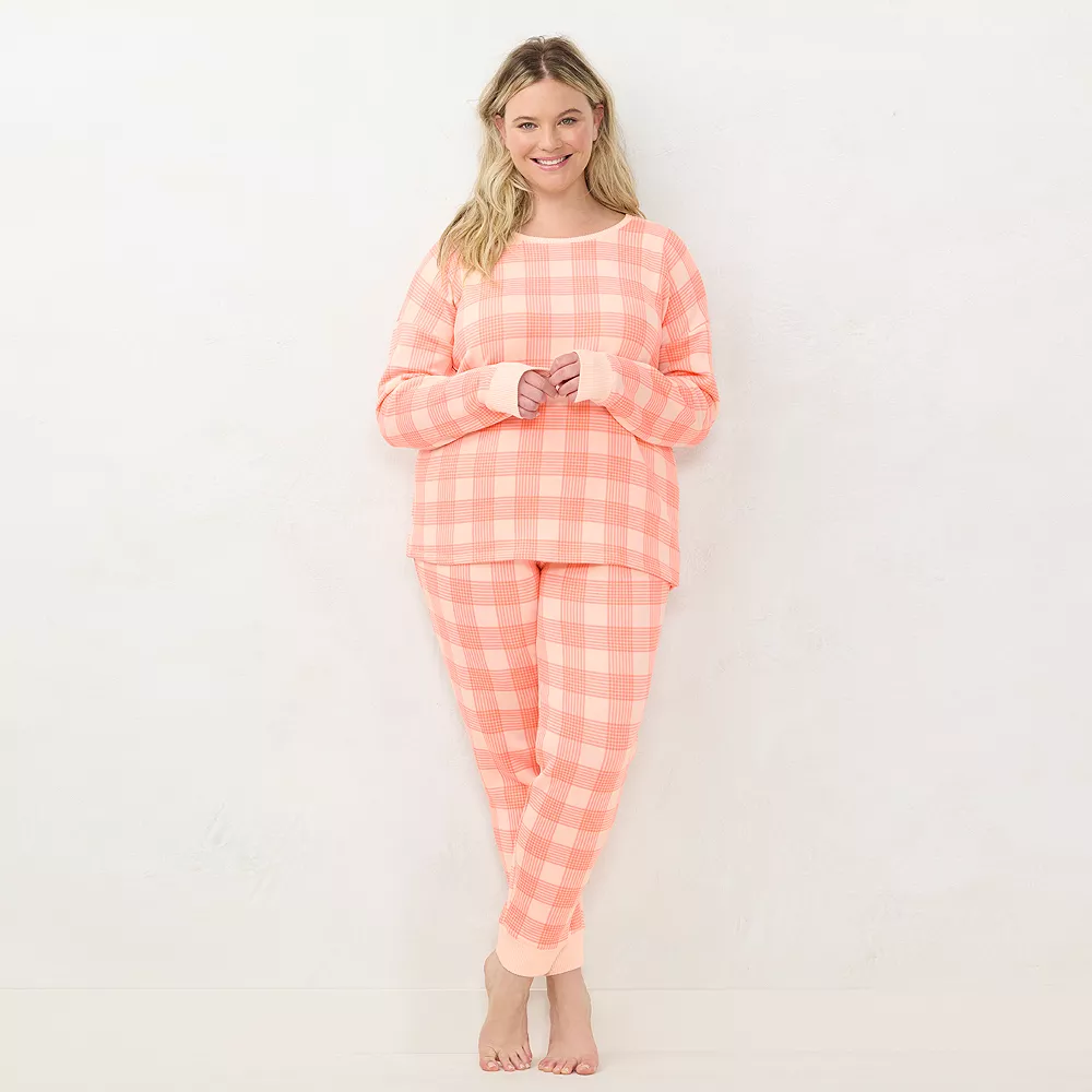Plus Size LC Lauren Conrad Cozy Long Sleeve Pajama Top & Pajama Pants Set - Image 2