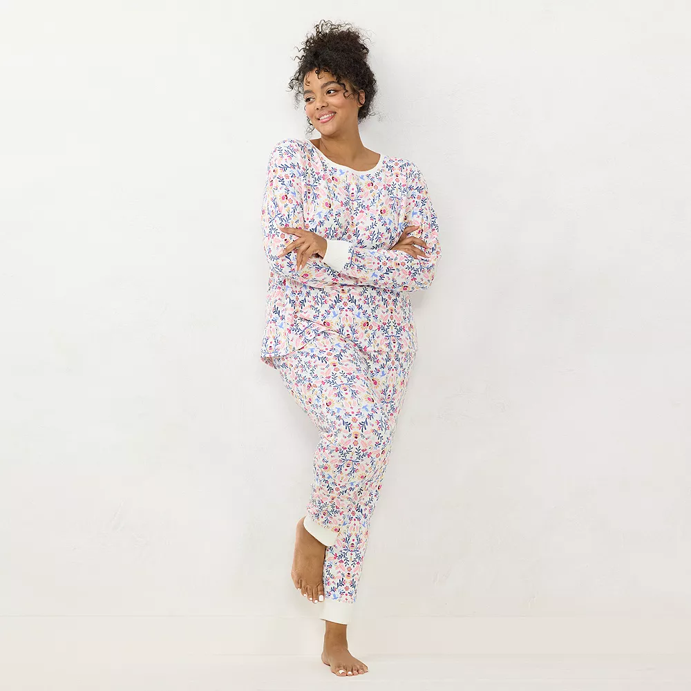 Plus Size LC Lauren Conrad Cozy Long Sleeve Pajama Top & Pajama Pants Set - Image 3