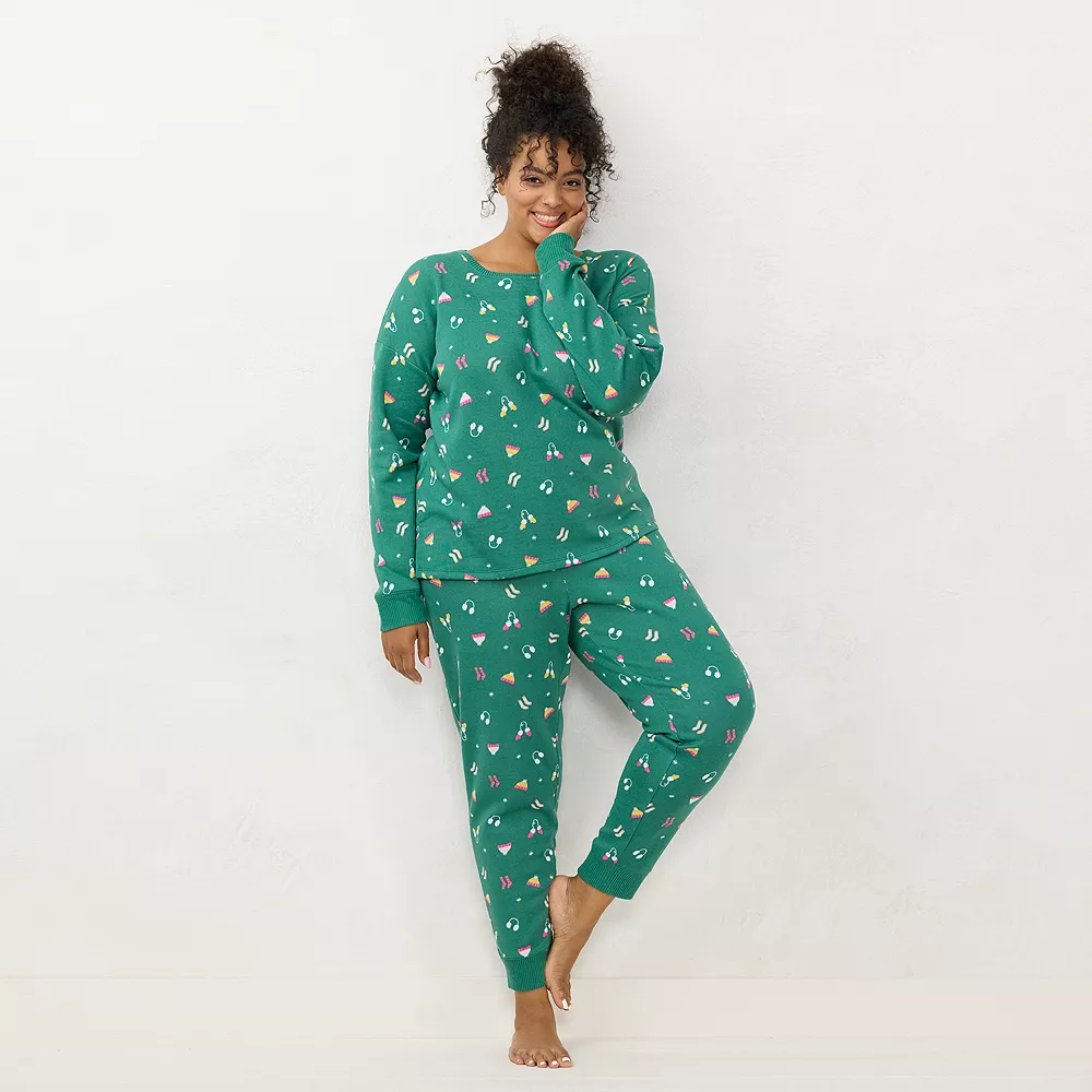 Plus Size LC Lauren Conrad Cozy Long Sleeve Pajama Top & Pajama Pants Set - Image 4