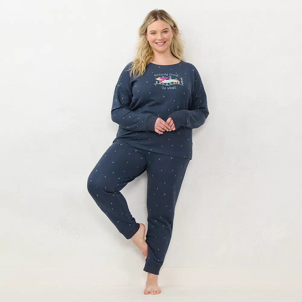 Plus Size LC Lauren Conrad Cozy Long Sleeve Pajama Top & Pajama Pants Set - Image 6