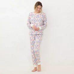 Petite LC Lauren Conrad Cozy Long Sleeve Pajama Top & Banded Bottom Pajama Pants Set