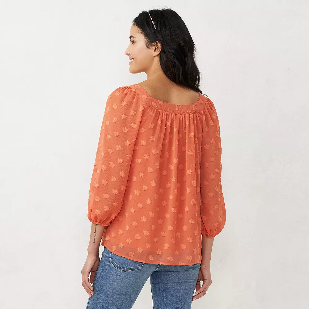Petite LC Lauren Conrad Squareneck Peasant Top - Image 3