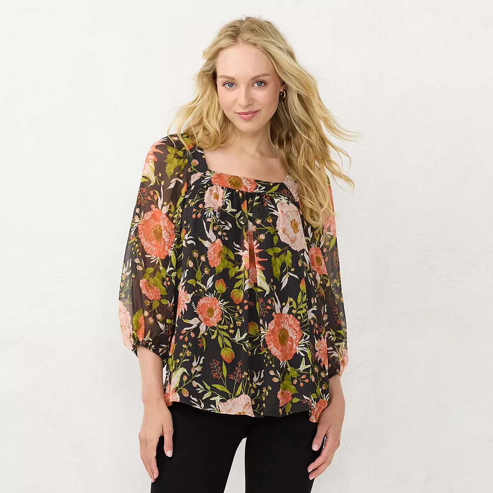 Petite LC Lauren Conrad Squareneck Peasant Top - Image 2
